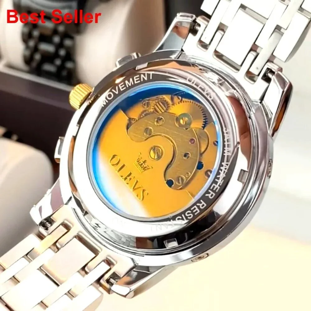 Automatic Self-Wind Mechanical Watch with Stainless Steel Strap